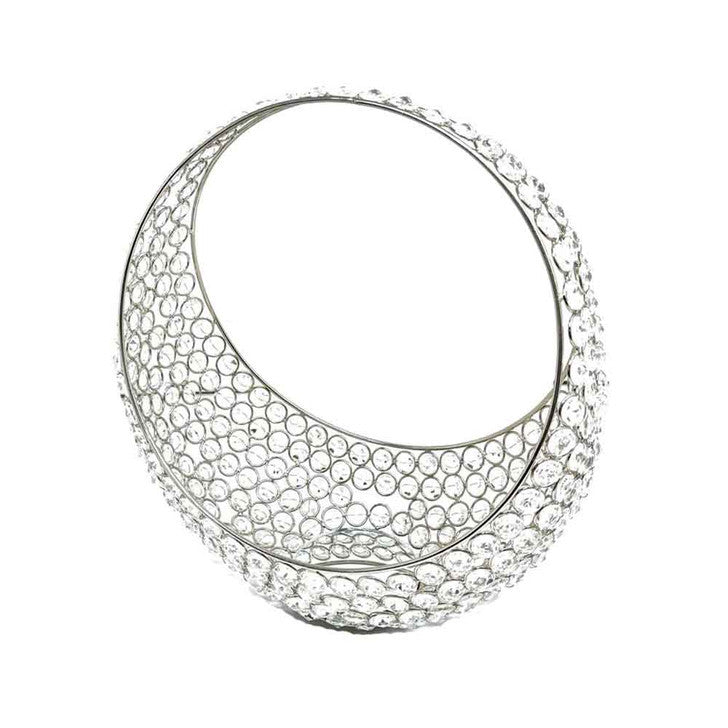 13" Silver and Faux Crystal Bling Ring Basket - Homeroots - Flyclothing LLC