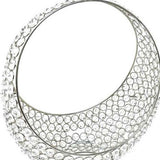 13" Silver and Faux Crystal Bling Ring Basket - Homeroots - Flyclothing LLC