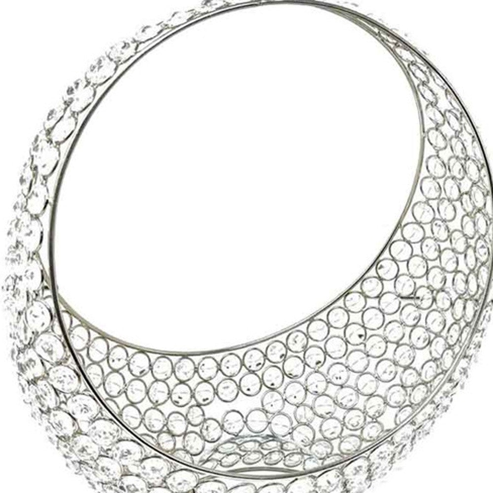 13" Silver and Faux Crystal Bling Ring Basket - Homeroots - Flyclothing LLC