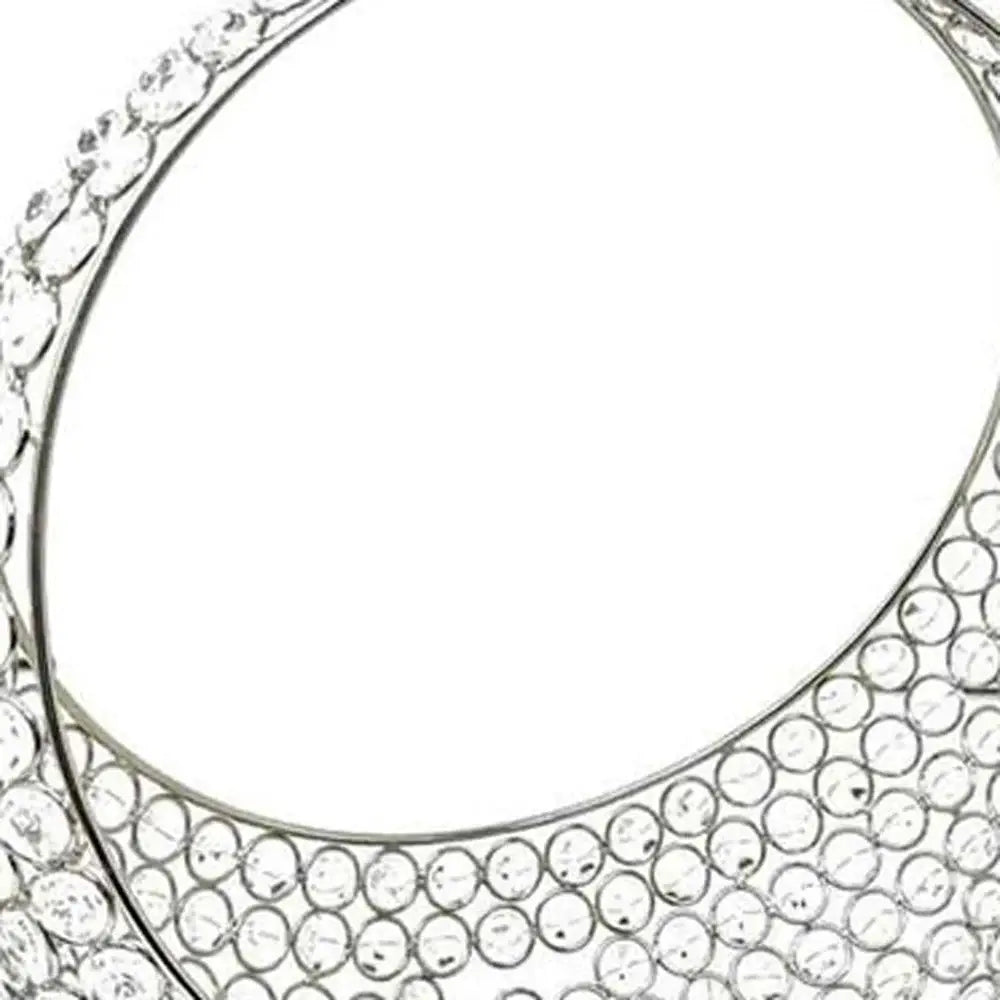 13" Silver and Faux Crystal Bling Ring Basket - Homeroots - Flyclothing LLC