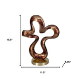 16" Brown And Gold Abstract Aluminum Sculpture - Homeroots