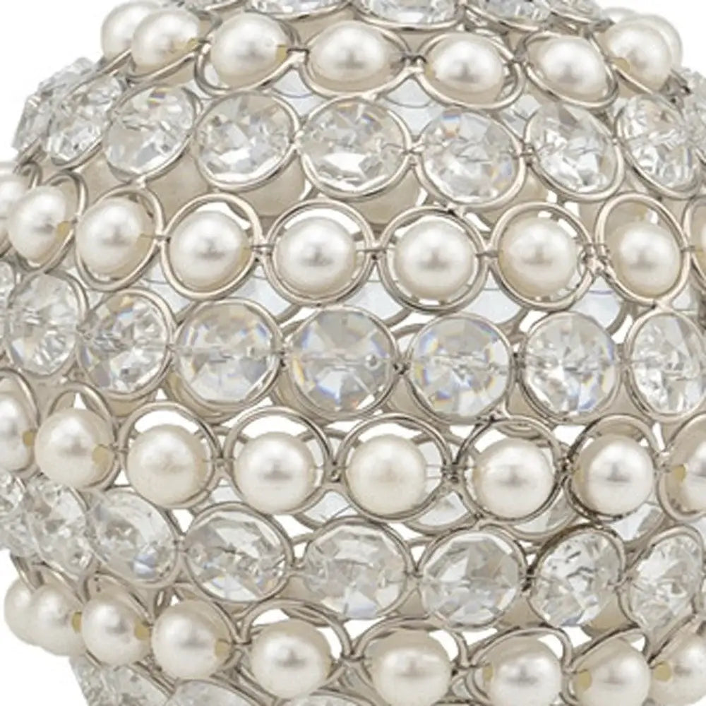 Set Of Two 4" Silver And Clear Faux Crystal Decorative Orbs - Homeroots - Flyclothing LLC