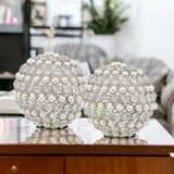 Set Of Two 4" Silver And Clear Faux Crystal Decorative Orbs - Homeroots - Flyclothing LLC
