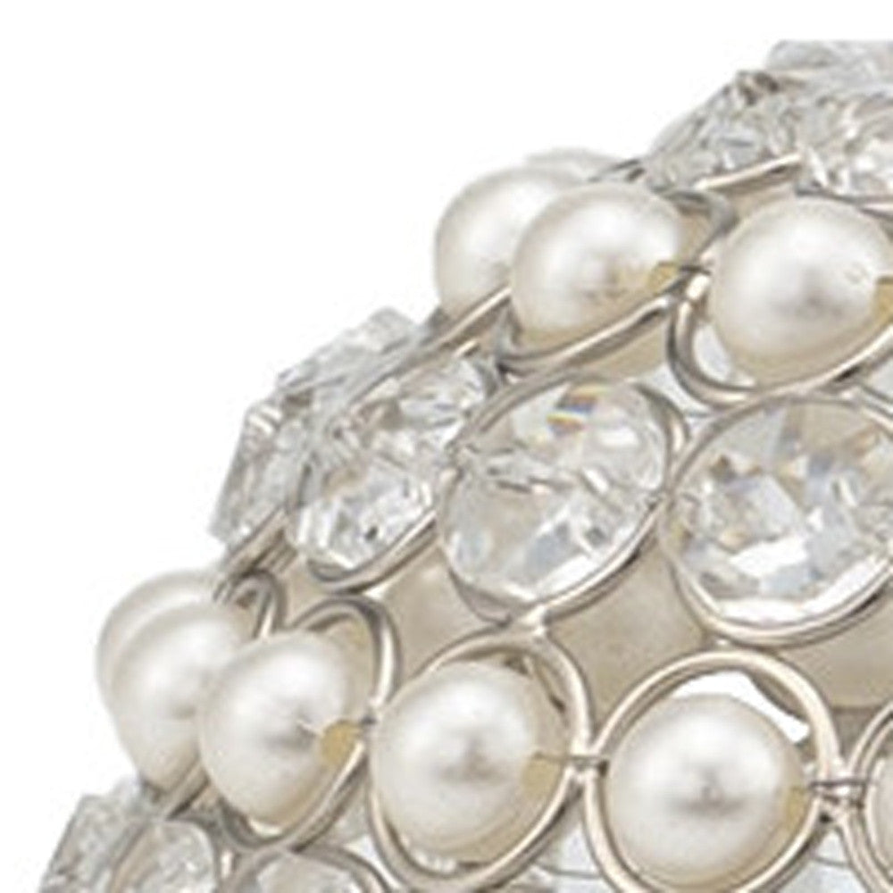 Set Of Two 5" Silver And Clear Faux Crystal Decorative Orb Sculptures - Homeroots - Flyclothing LLC