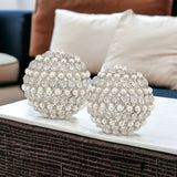 Set Of Two 5" Silver And Clear Faux Crystal Decorative Orb Sculptures - Homeroots