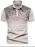 Men's Printed Collared Neck Short Sleeve Polo - Trendsi - Flyclothing LLC