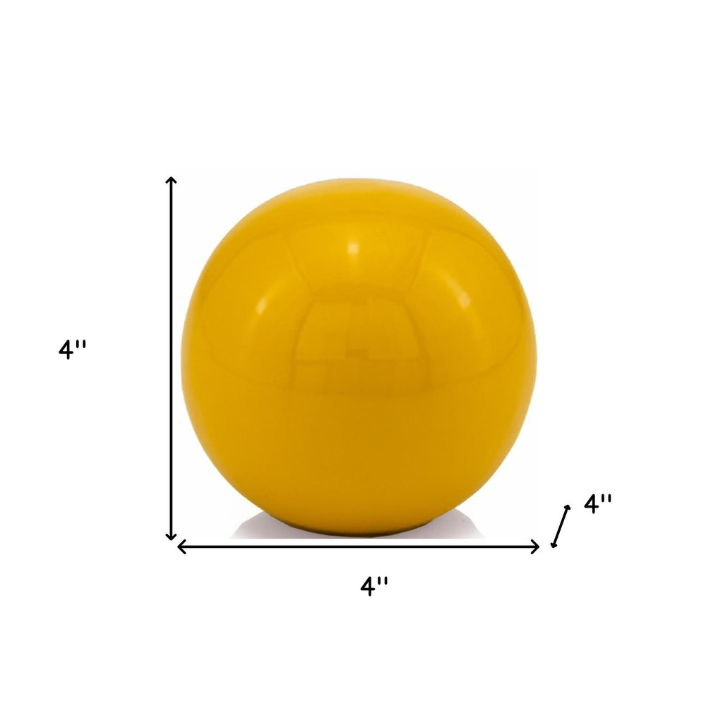4" Yellow Metal Decorative Orb - Homeroots - Flyclothing LLC