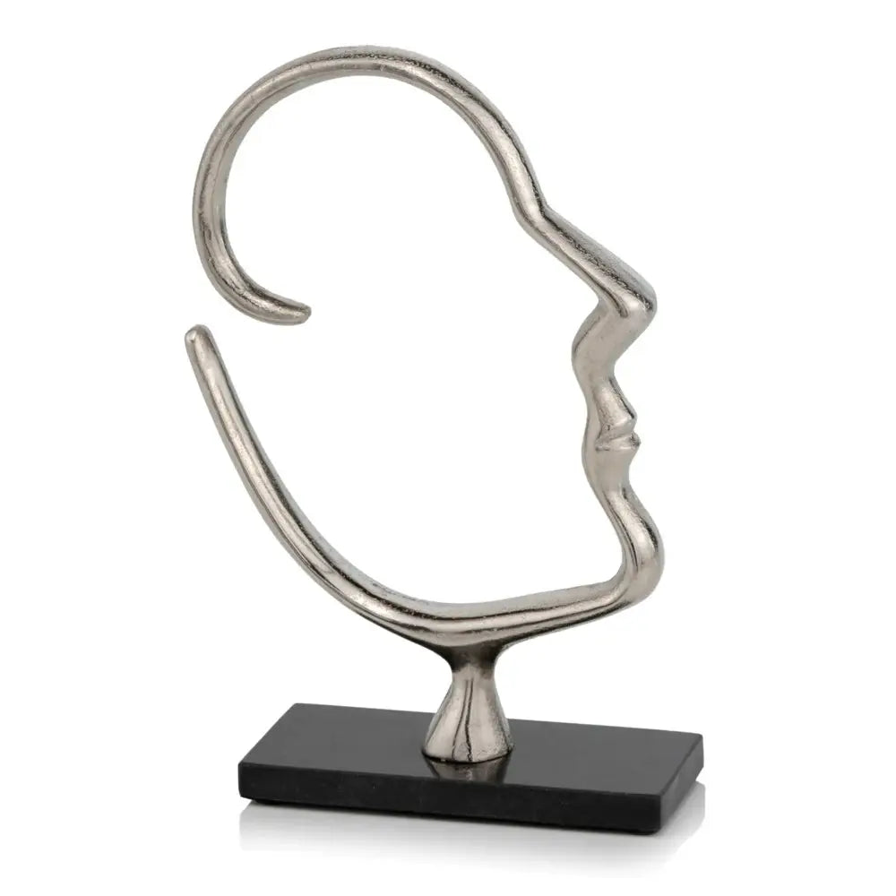 12" Black and Silver Marble and Aluminum Tabletop Sculpture - Homeroots - Flyclothing LLC