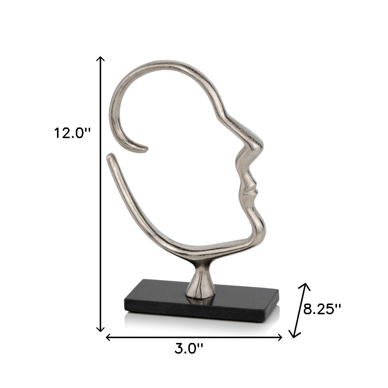 12" Black and Silver Marble and Aluminum Tabletop Sculpture - Homeroots - Flyclothing LLC