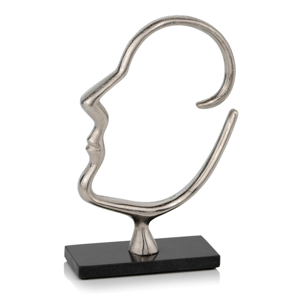 12" Black and Silver Marble and Aluminum Tabletop Sculpture - Homeroots - Flyclothing LLC