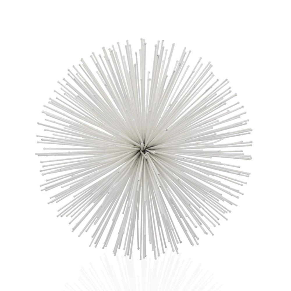 10" White Iron Decorative Orb Tabletop Sculpture - Homeroots