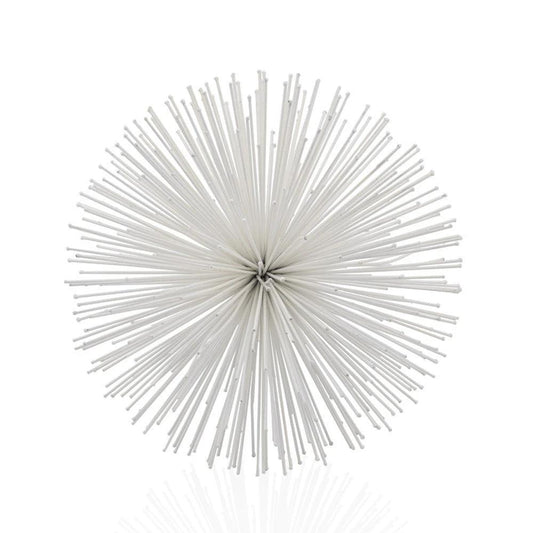 10" White Iron Decorative Orb Tabletop Sculpture - Homeroots