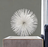 10" White Iron Decorative Orb Tabletop Sculpture