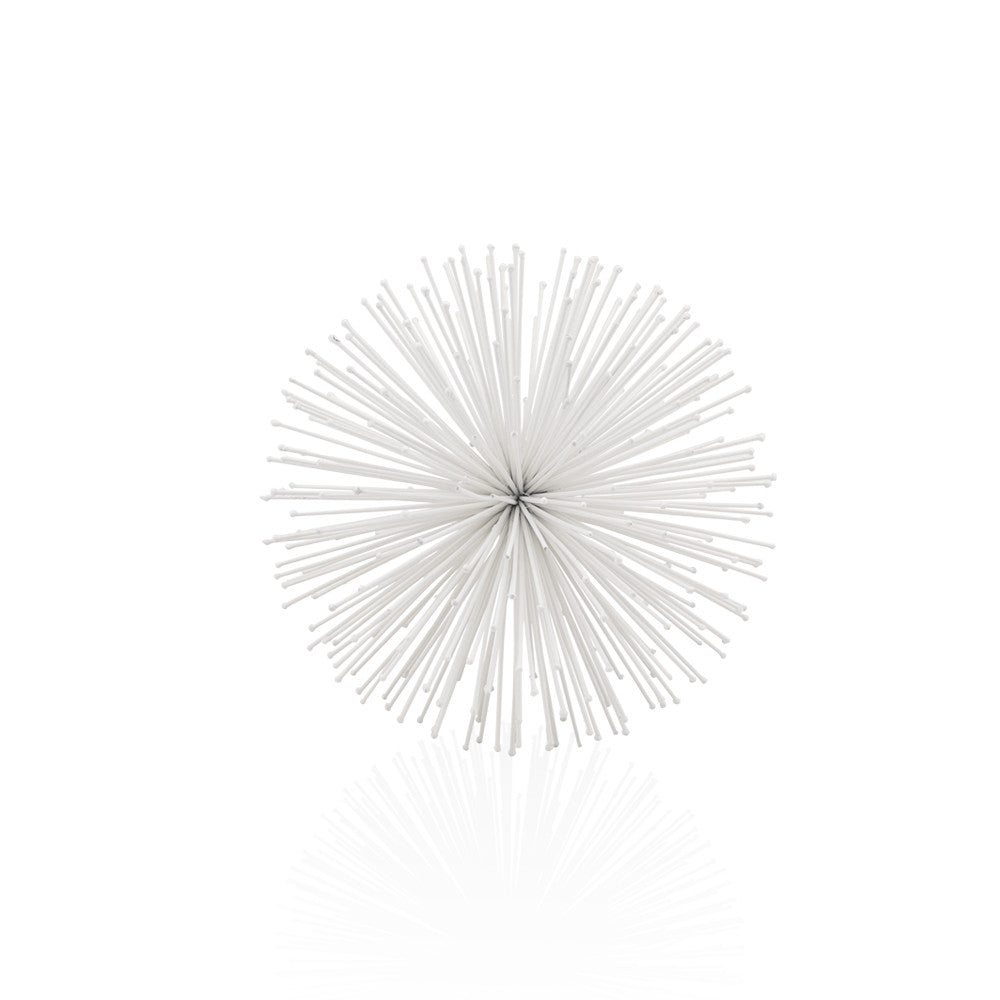 8" White Iron Decorative Orb Tabletop Sculpture - Homeroots - Flyclothing LLC