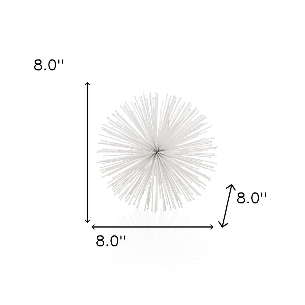 8" White Iron Decorative Orb Tabletop Sculpture - Homeroots - Flyclothing LLC