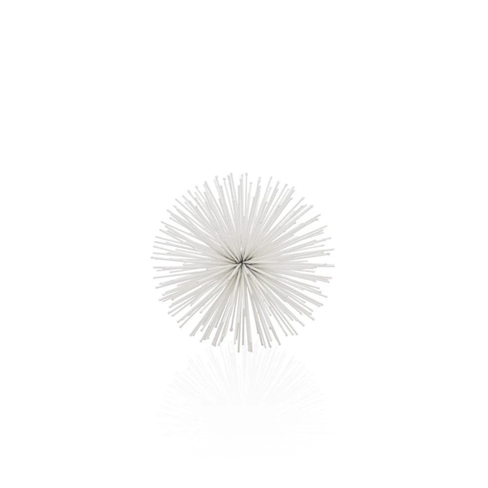 6" White Metal Spiky Sphere - Homeroots
