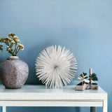 6" White Metal Spiky Sphere - Homeroots