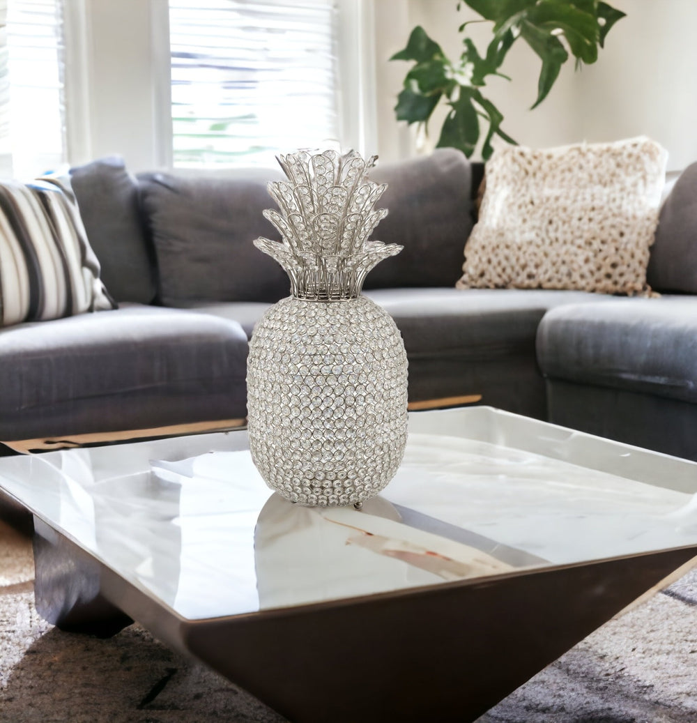 23" Glam Bling Faux Crystal and Silver Pineapple - Homeroots - Flyclothing LLC