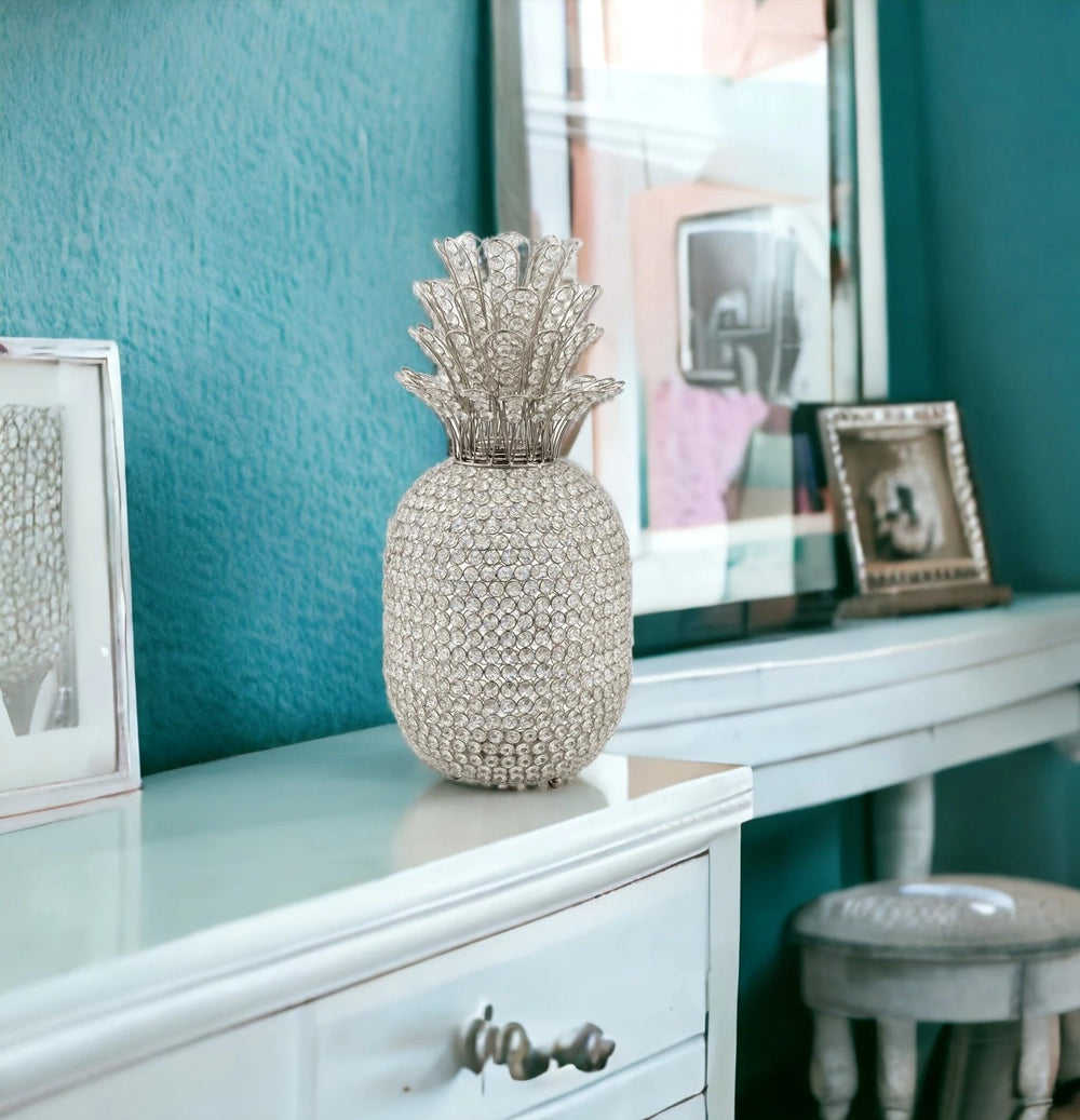 23" Glam Bling Faux Crystal and Silver Pineapple - Homeroots - Flyclothing LLC