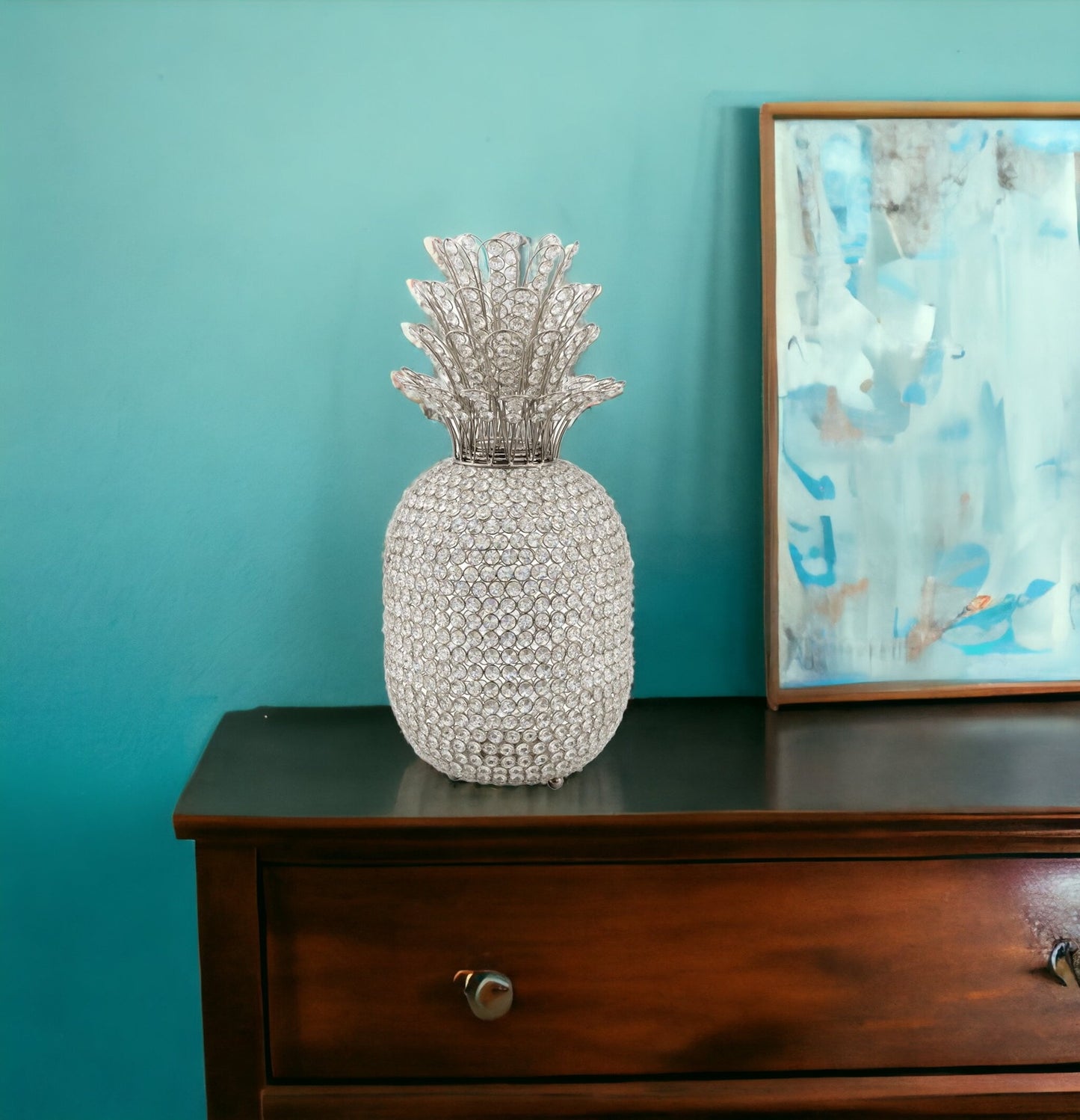 23" Glam Bling Faux Crystal and Silver Pineapple - Homeroots - Flyclothing LLC
