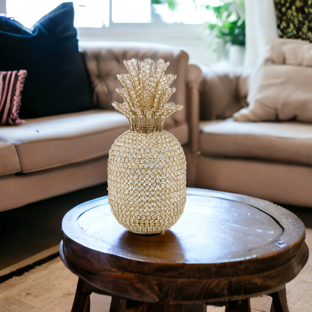 23" Glam Bling Faux Crystal and Gold Pineapple - Homeroots - Flyclothing LLC