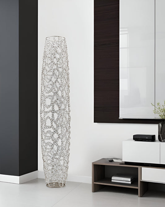 47" Crystal Glass Silver Oval Floor Vase - Homeroots