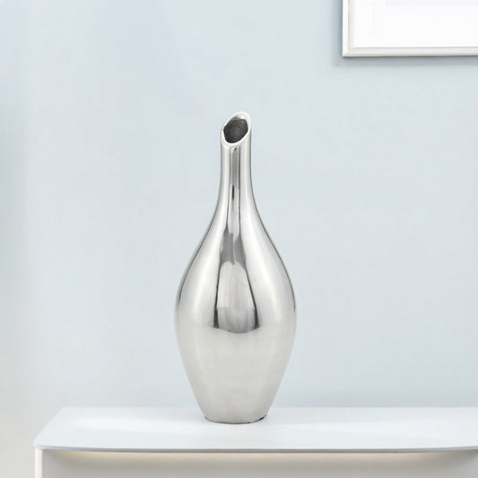 16" Aluminum Silver Bud Table Vase - Homeroots