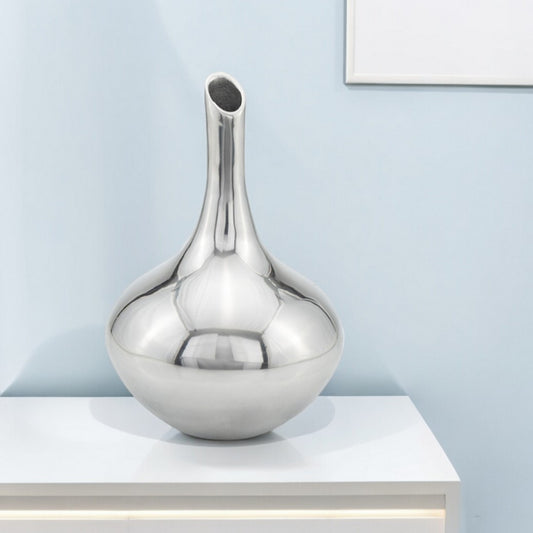 13" Aluminum Silver Bud Table Vase