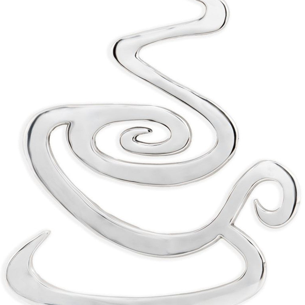 28" Buffed Silver Cast Aluminum Coffee Cup Wall Decor - Homeroots - Flyclothing LLC