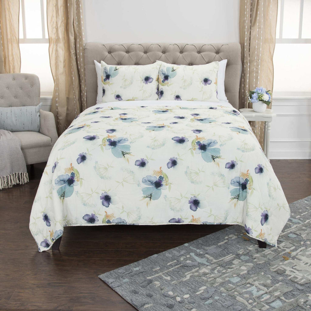 White-Multi Twin Extra Long 100% Cotton 300 Thread Count Machine Washable Down Alternative Comforter - Homeroots - Flyclothing LLC