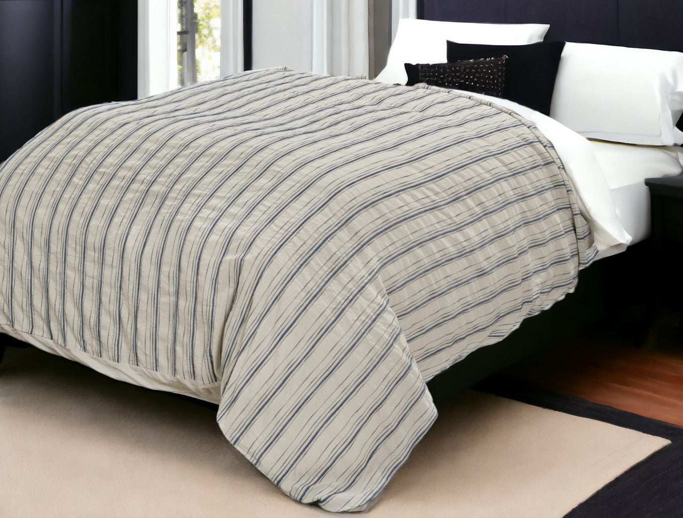 Natural King Linen 300 Thread Count Dry Clean Only Duvet Cover - Homeroots - Flyclothing LLC