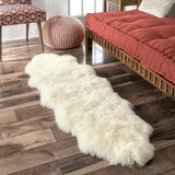 2' X 6' Ivory Wool Sheepskin Handmade Area Rug - Homeroots