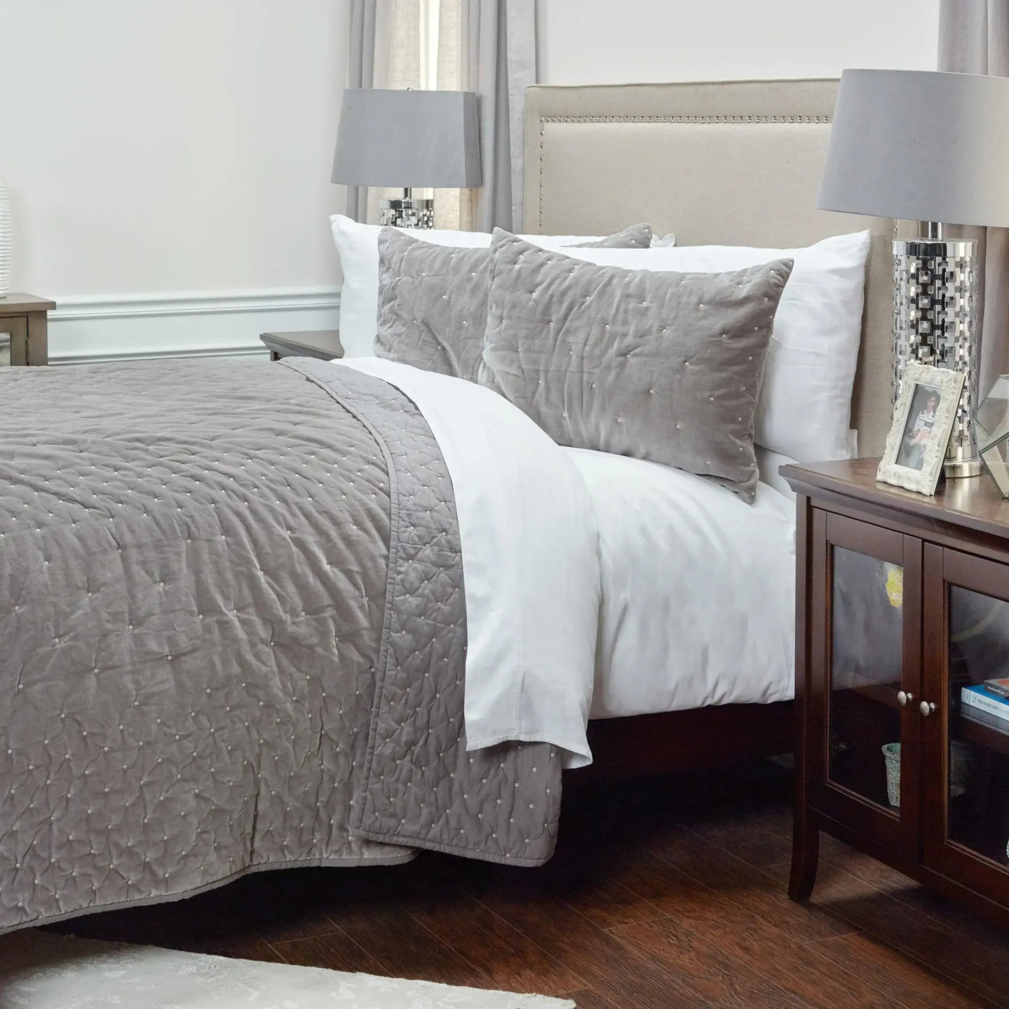 Gray King 100% Cotton 300 Thread Count Dry Clean Only Down Alternative Comforter - Homeroots - Flyclothing LLC