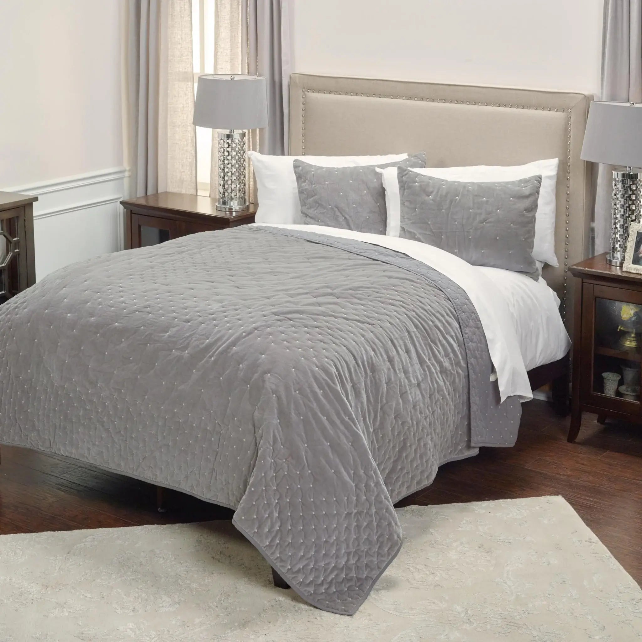 Gray King 100% Cotton 300 Thread Count Dry Clean Only Down Alternative Comforter - Homeroots - Flyclothing LLC