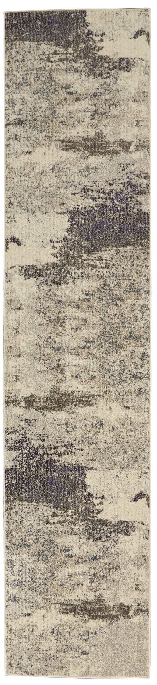 2' X 6' Ivory And Grey Abstract Power Loom Non Skid Runner Rug - Homeroots - Flyclothing LLC
