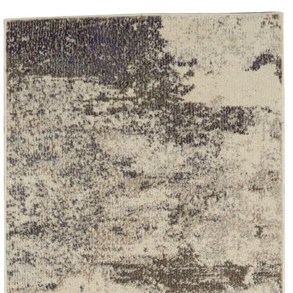 2' X 6' Ivory And Grey Abstract Power Loom Non Skid Runner Rug - Homeroots - Flyclothing LLC