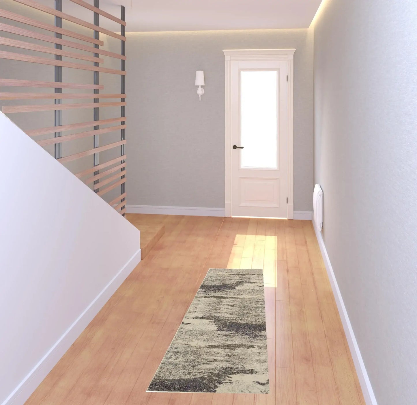 2' X 6' Ivory And Grey Abstract Power Loom Non Skid Runner Rug - Homeroots - Flyclothing LLC