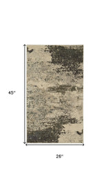 2' X 4' Ivory And Grey Abstract Power Loom Non Skid Area Rug - Homeroots - Flyclothing LLC