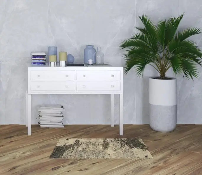 2' X 4' Ivory And Grey Abstract Power Loom Non Skid Area Rug - Homeroots - Flyclothing LLC