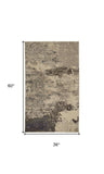 3' X 5' Ivory And Grey Abstract Power Loom Non Skid Area Rug - Homeroots - Flyclothing LLC