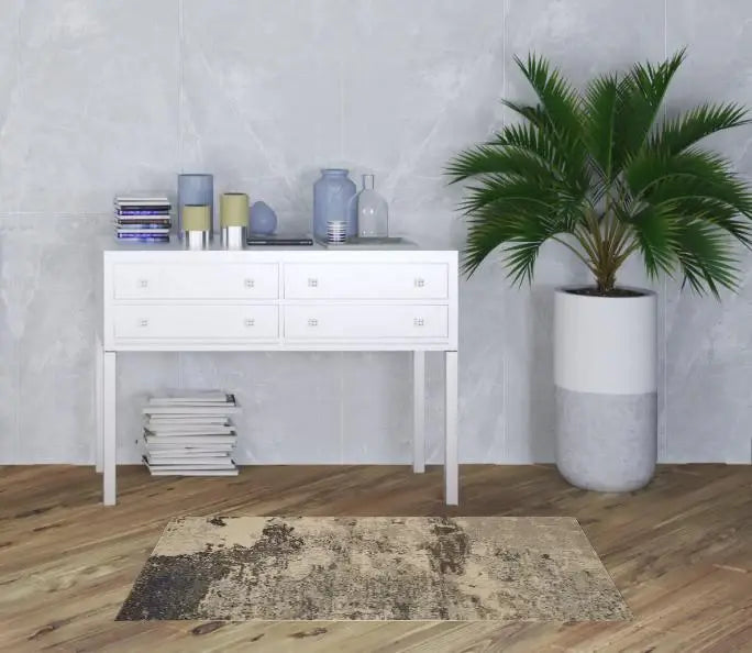 3' X 5' Ivory And Grey Abstract Power Loom Non Skid Area Rug - Homeroots - Flyclothing LLC