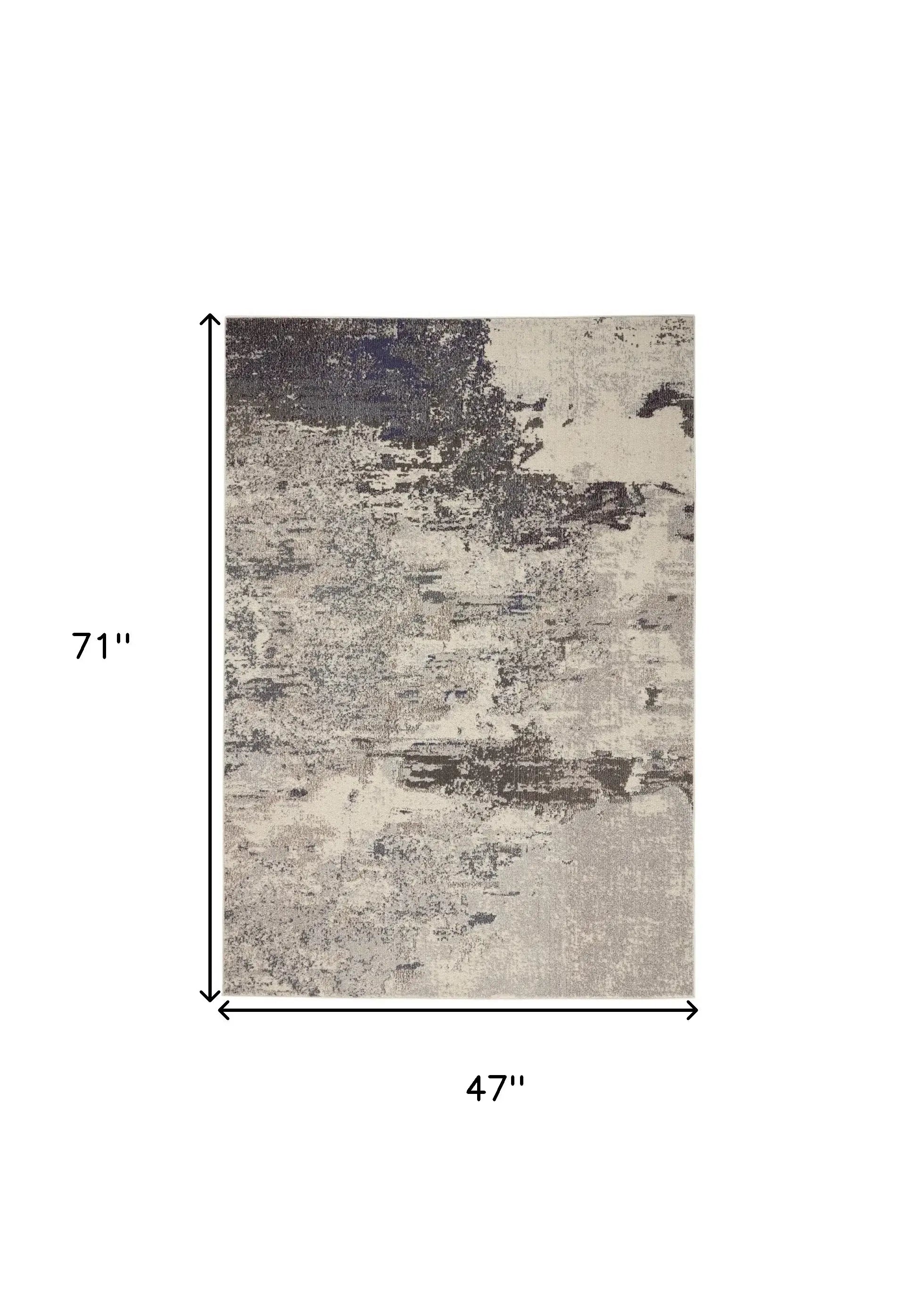 4' X 6' Ivory And Grey Abstract Power Loom Non Skid Area Rug - Homeroots - Flyclothing LLC