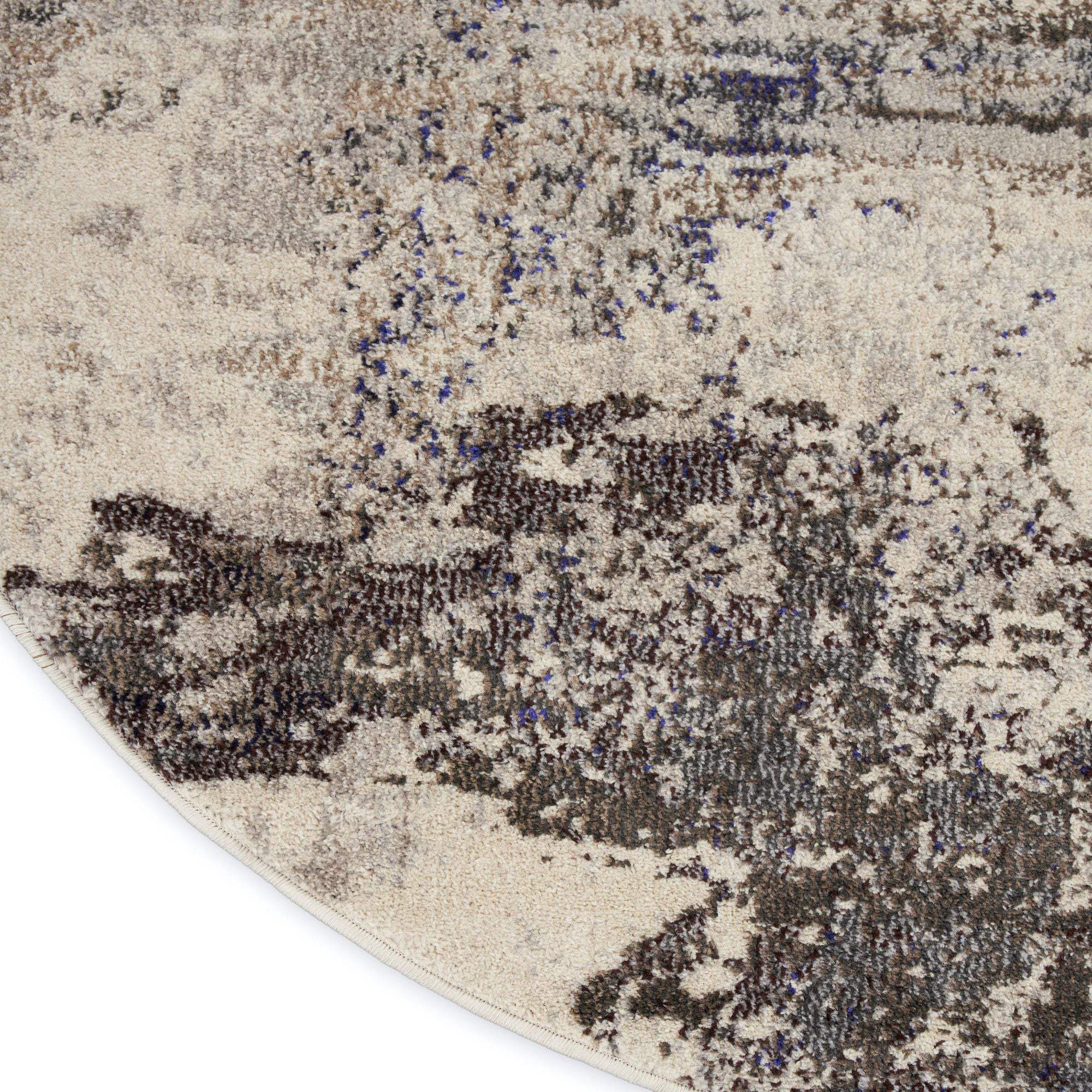 4' X 4' Ivory And Grey Round Abstract Power Loom Non Skid Area Rug - Homeroots - Flyclothing LLC