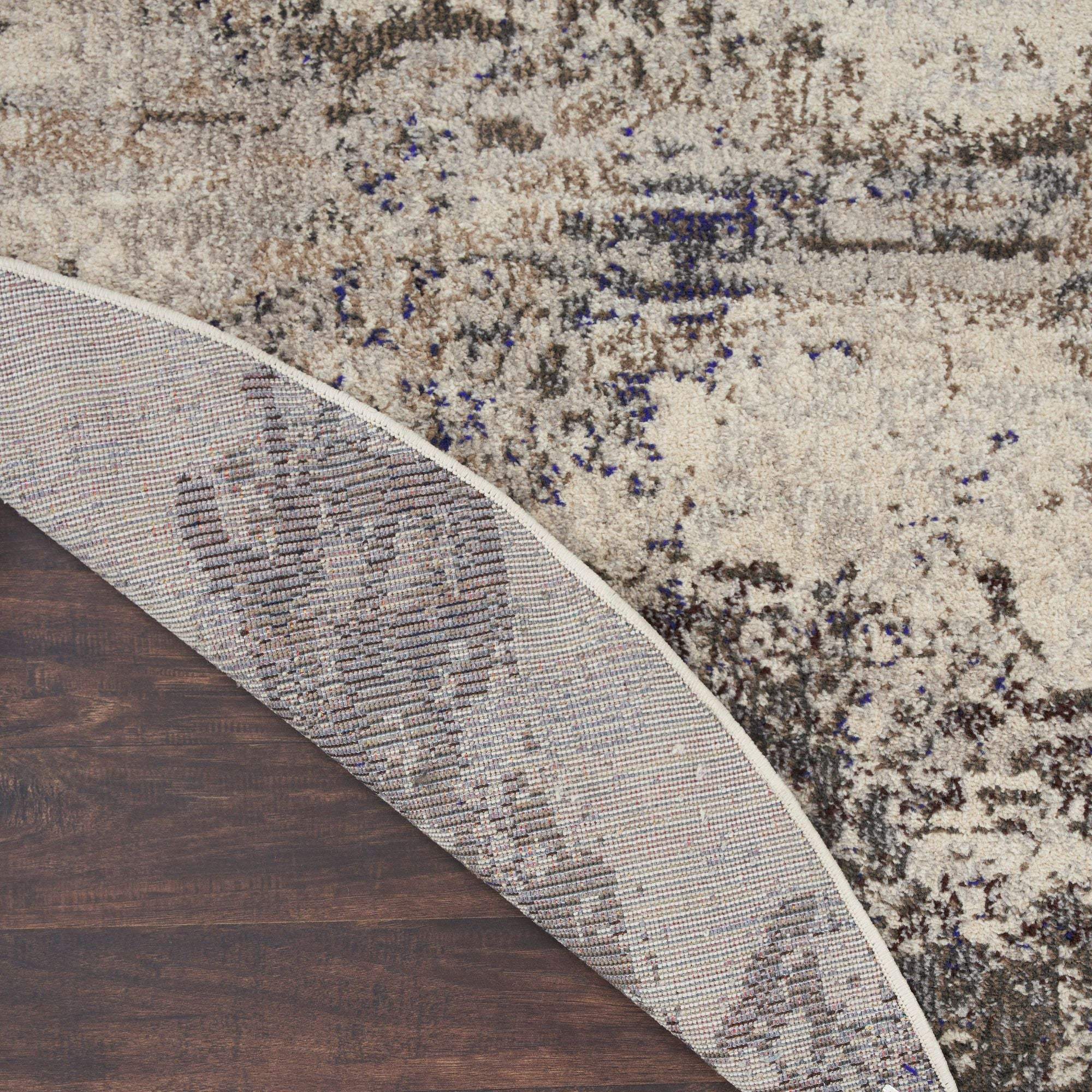 4' X 4' Ivory And Grey Round Abstract Power Loom Non Skid Area Rug - Homeroots - Flyclothing LLC