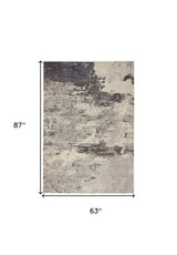 5' X 7' Ivory And Grey Abstract Power Loom Non Skid Area Rug - Homeroots - Flyclothing LLC