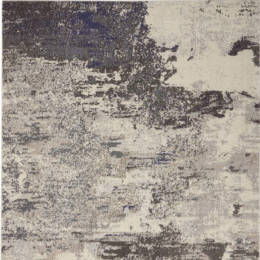 5' X 7' Ivory And Grey Abstract Power Loom Non Skid Area Rug - Homeroots - Flyclothing LLC