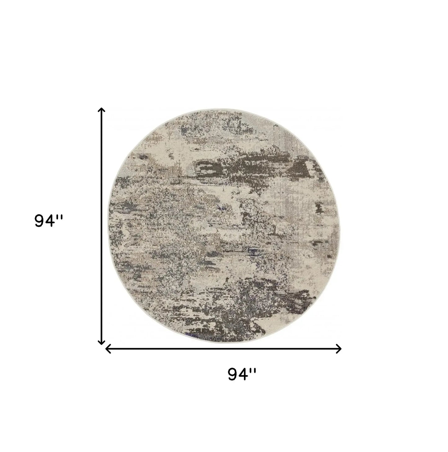 8' X 8' Ivory And Grey Round Abstract Power Loom Non Skid Area Rug - Homeroots - Flyclothing LLC