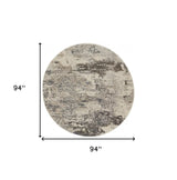 8' X 8' Ivory And Grey Round Abstract Power Loom Non Skid Area Rug - Homeroots - Flyclothing LLC