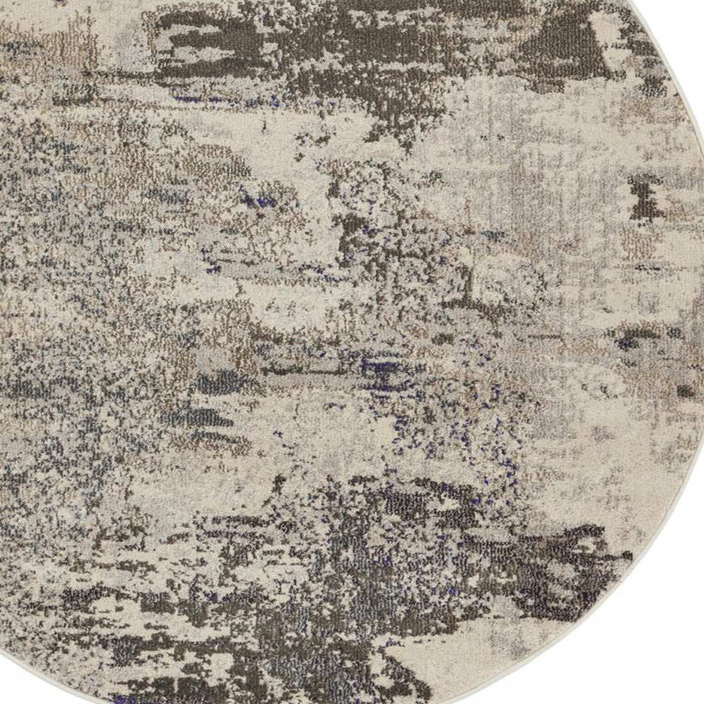 8' X 8' Ivory And Grey Round Abstract Power Loom Non Skid Area Rug - Homeroots - Flyclothing LLC