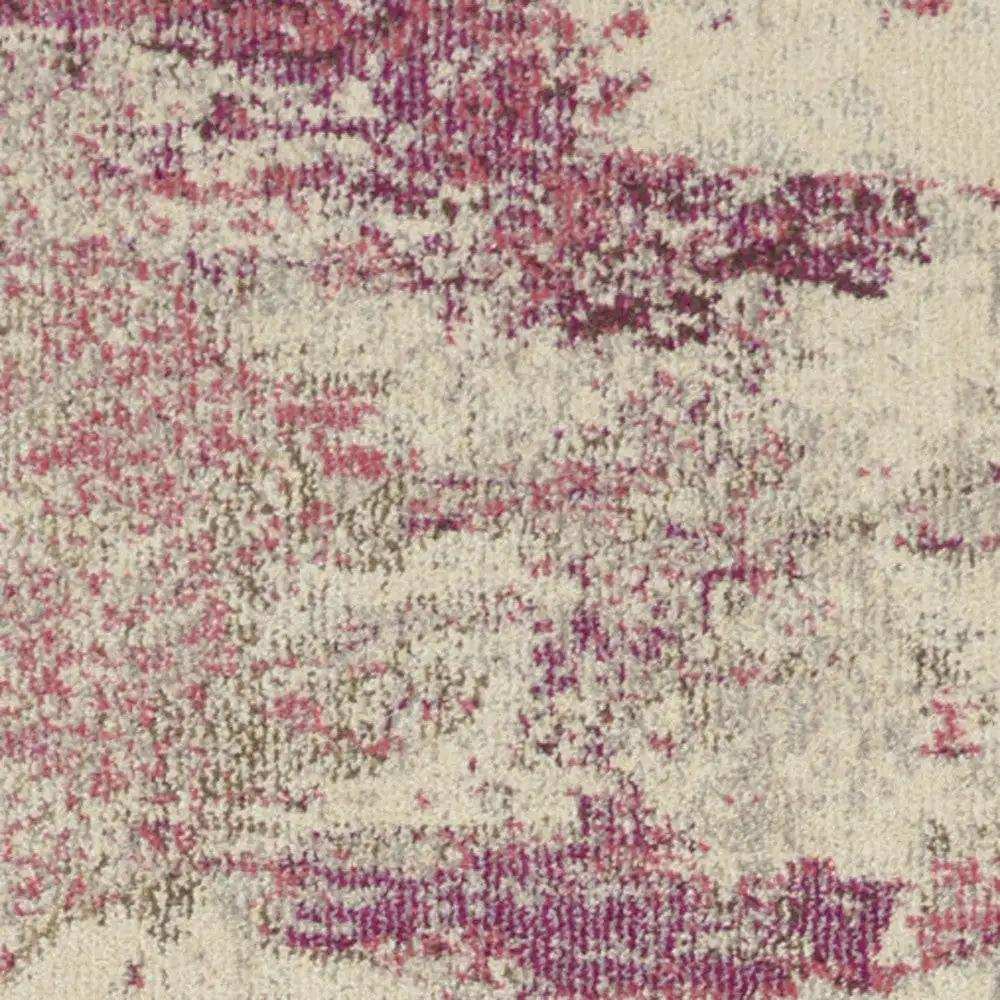 2' X 6' Ivory And Pink Abstract Power Loom Non Skid Runner Rug - Homeroots - Flyclothing LLC